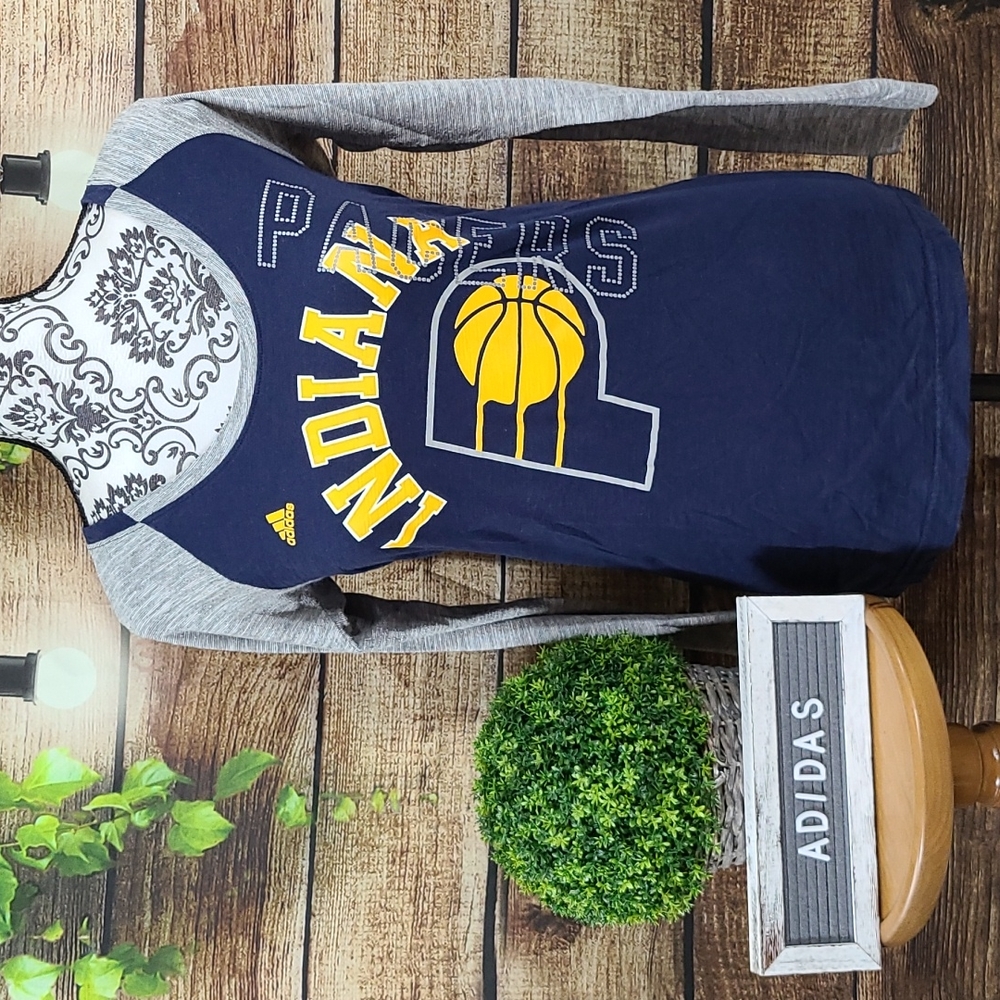 Adidas Indiana Pacers Raglan Tee | Navy & Grey - Picture 5 of 9